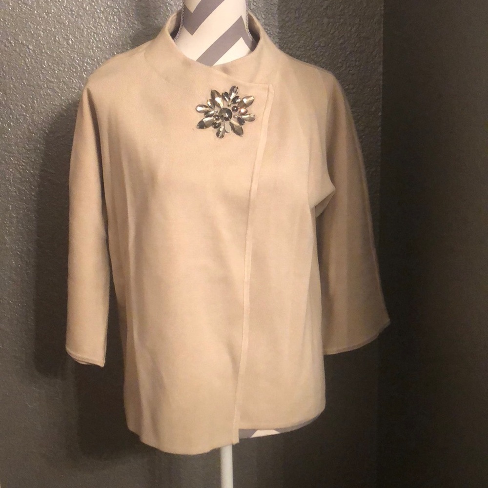embellished tan cardigan